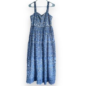 Gianni Bini Large Dusty Blue Lace up Midi Dress
